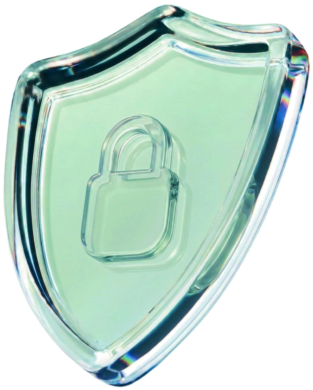 Glass shield with a lock, representing CheqPay's regulated, secure payment protection