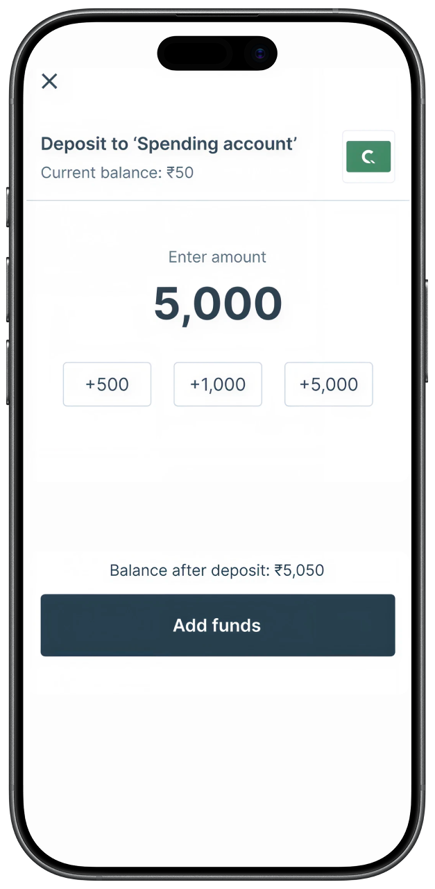 Cheq add funds screen
