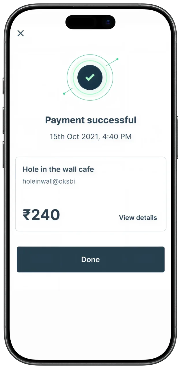 Cheq payment successful screen