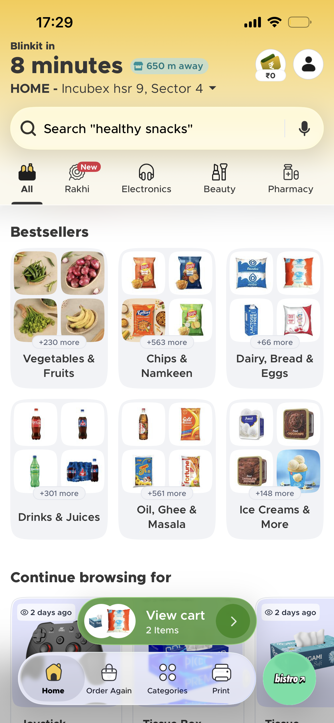 Blinkit guide screenshot for Add your items to the cart