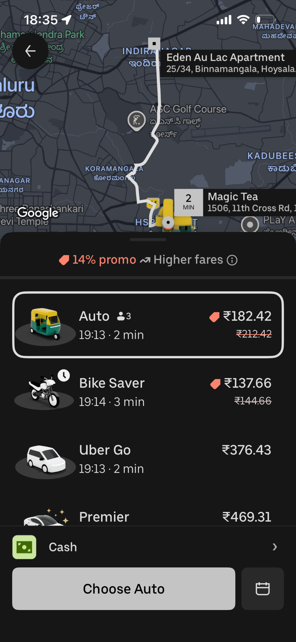 Uber guide screenshot for Select Your Ride