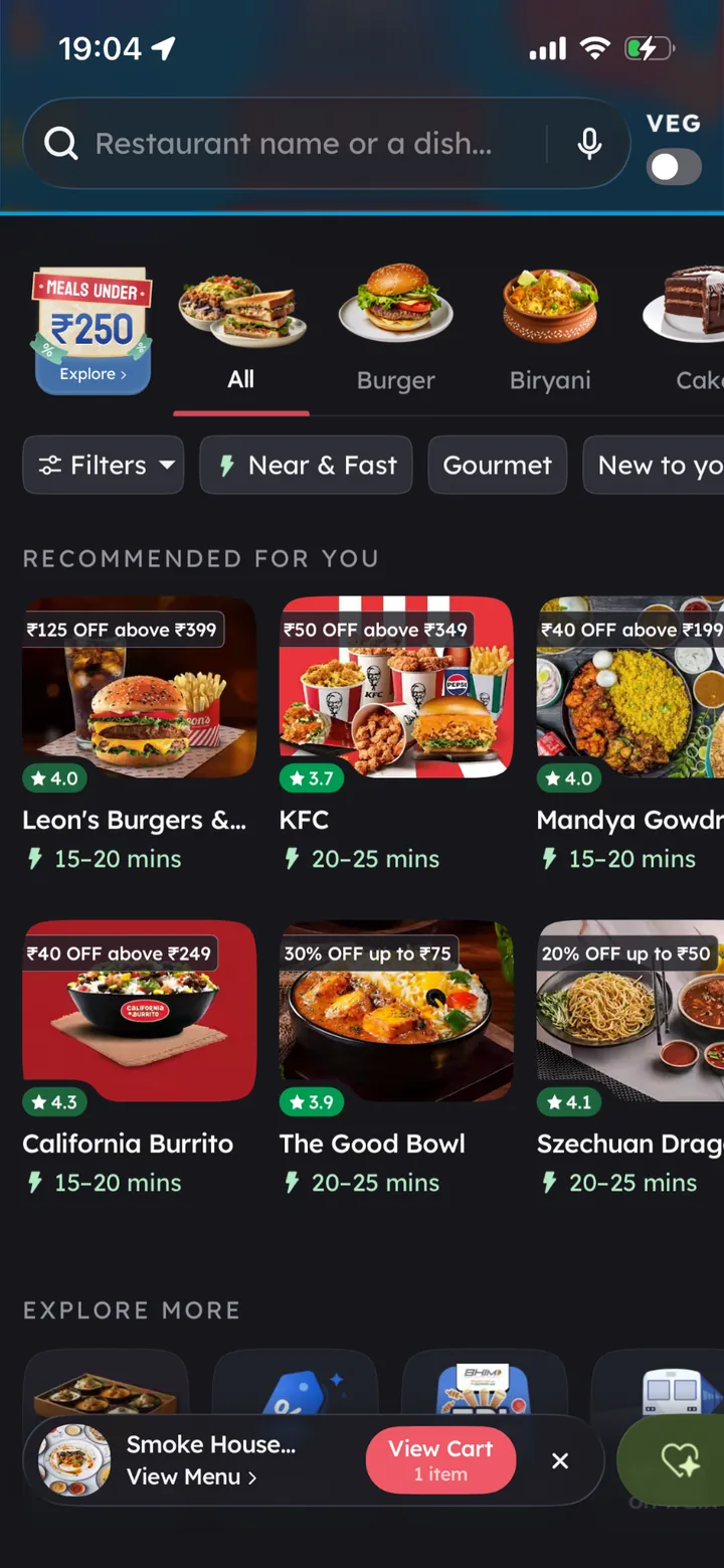 Zomato guide screenshot for Choose a Restaurant