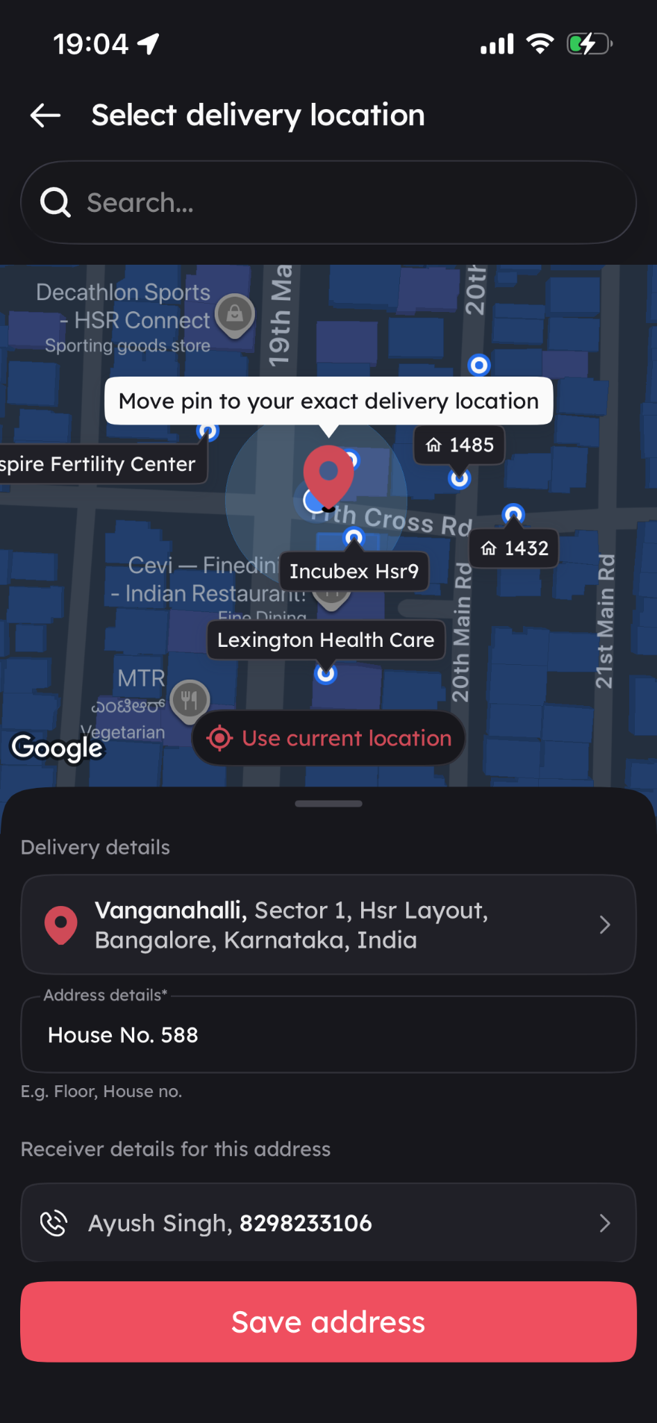 Zomato guide screenshot for Add Delivery Address